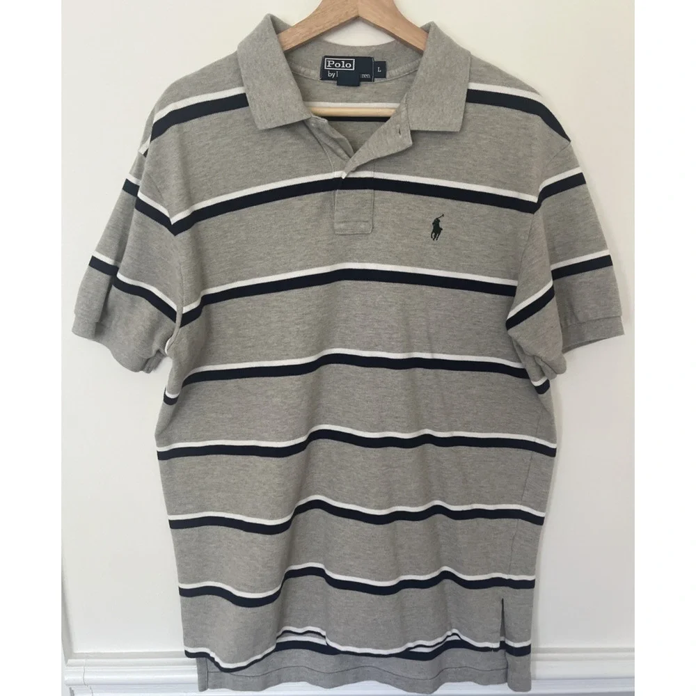 Polo Ralph Lauren Striped Mens Polo Short Sleeve Shirt Large‎